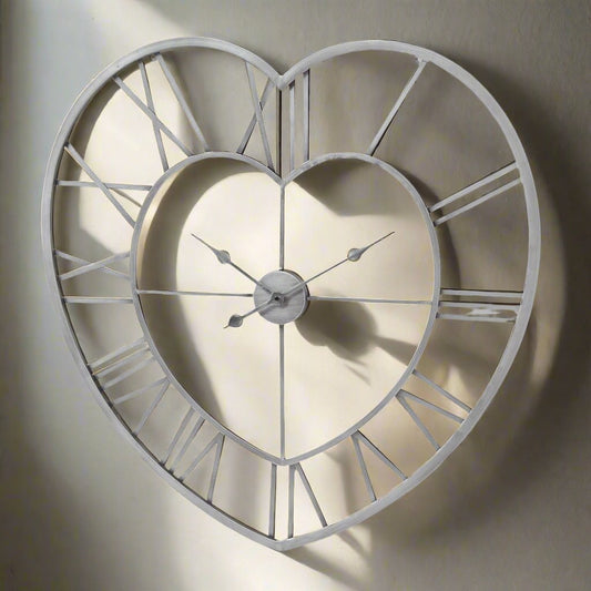 Silver Heart Skeleton Wall Clock