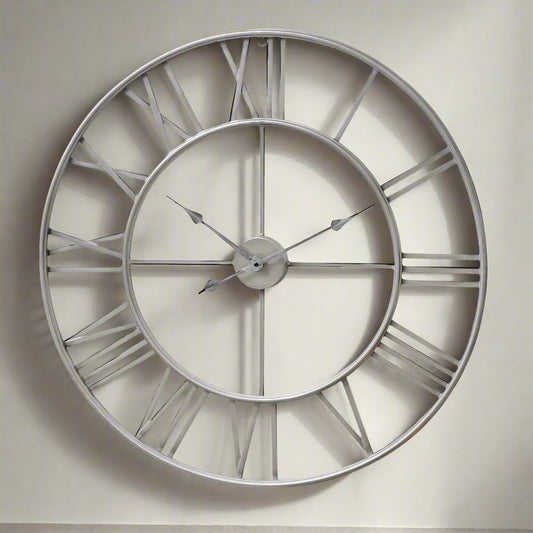 Large Silver Skeleton Wall Clock