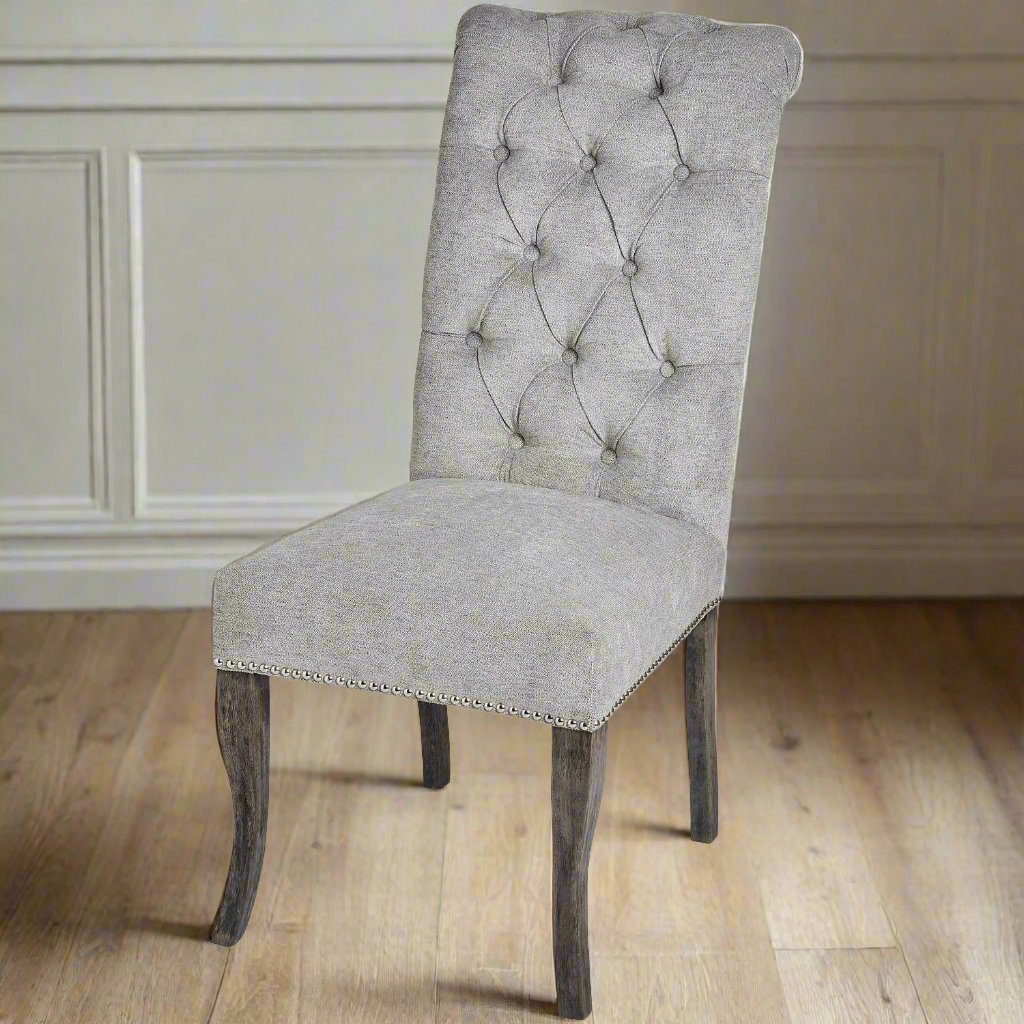 Silver Roll Top Dining Chair With Ring Pull