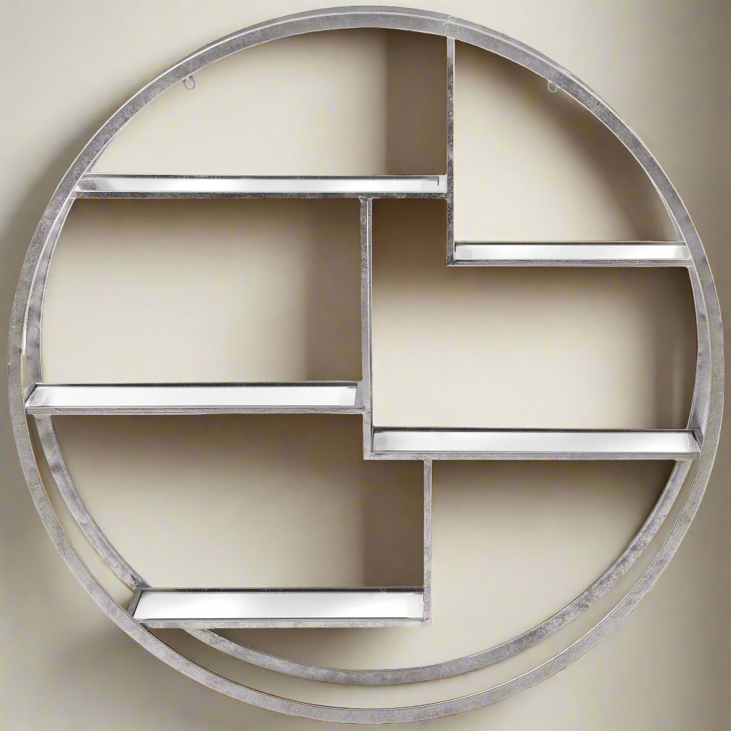 Large Circular Silver Wall Hanging Multi Shelf