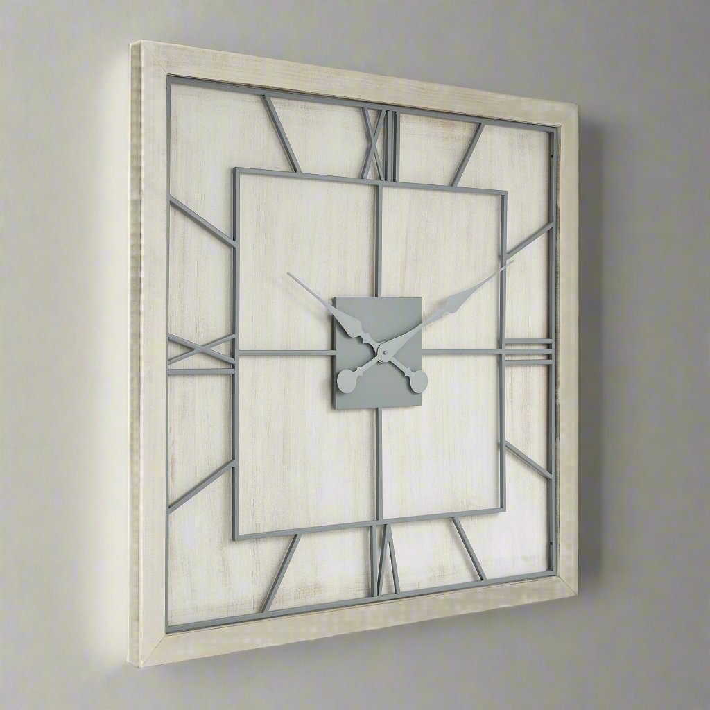 Williston White Square Large Wall Clock