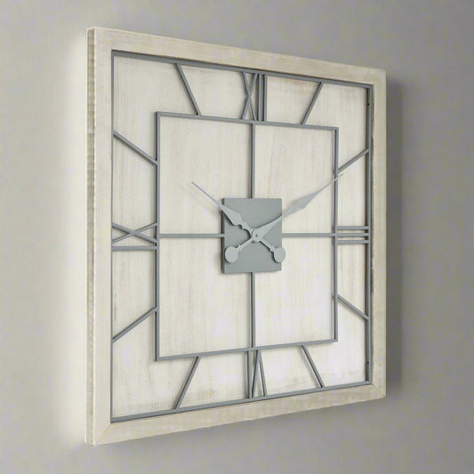 Williston White Square Large Wall Clock