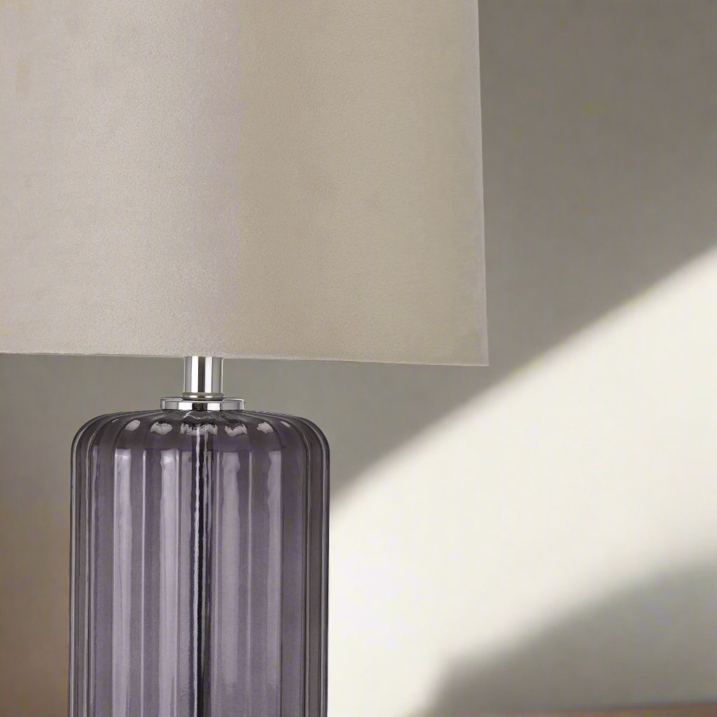 Alberta Metallic Glass Lamp With Velvet Shade