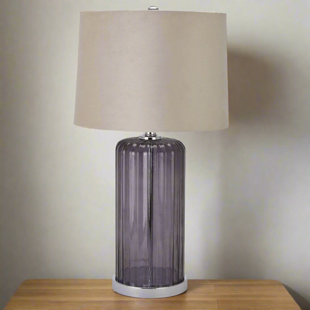 Alberta Metallic Glass Lamp With Velvet Shade