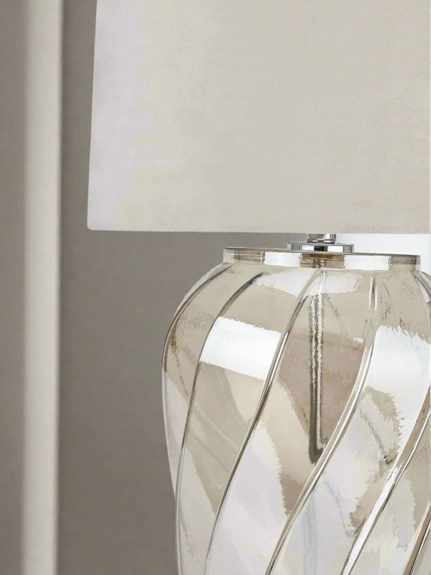 Ambassador Metallic Glass Lamp With Velvet Shade