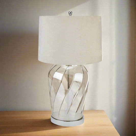 Ambassador Metallic Glass Lamp With Velvet Shade