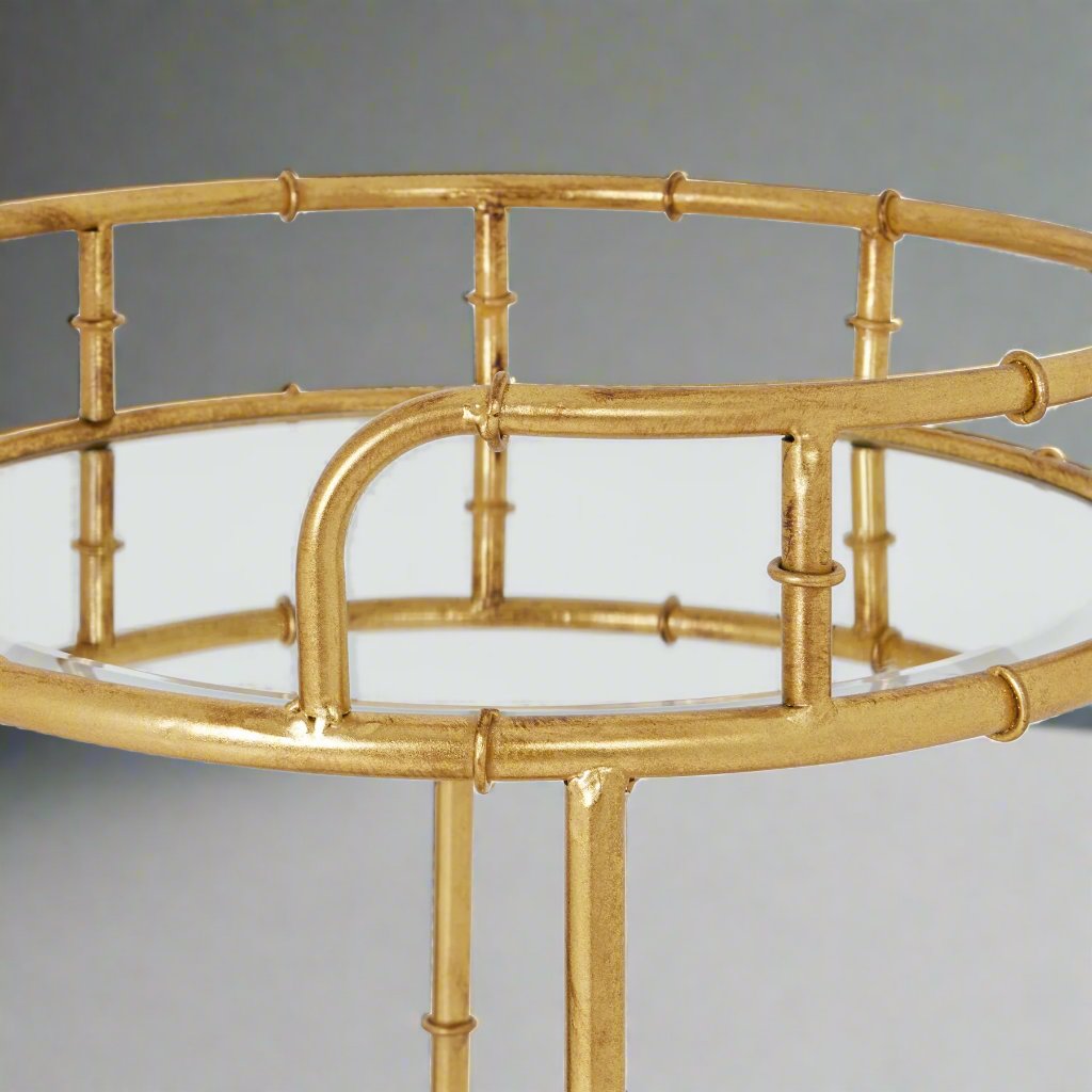 Gold Round Drinks Trolley