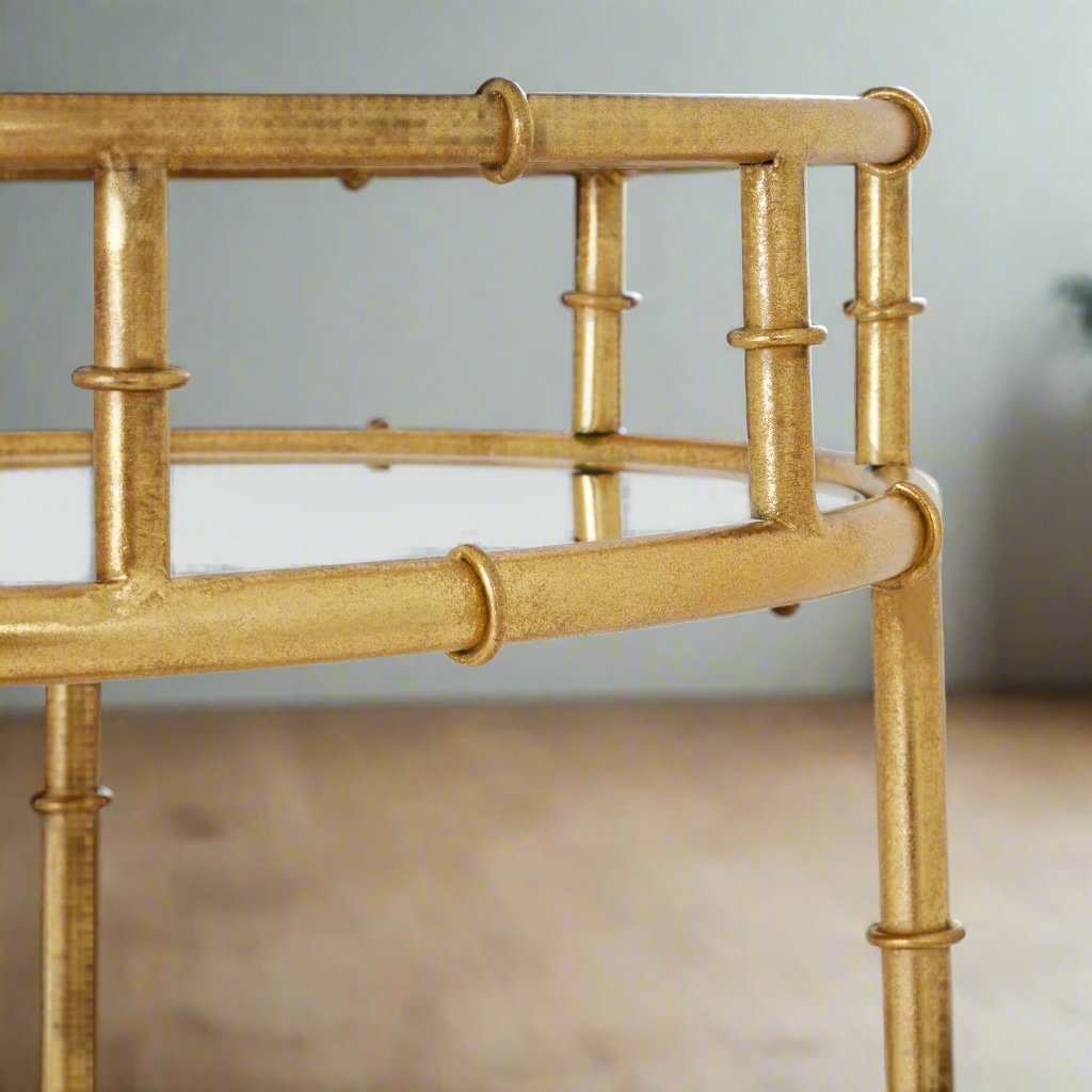 Gold Round Drinks Trolley