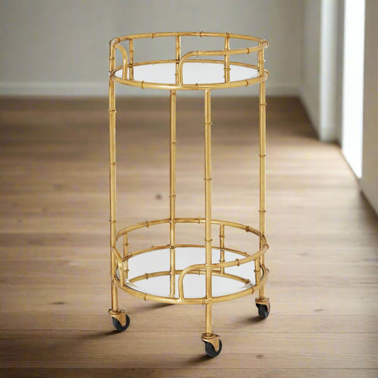 Gold Round Drinks Trolley