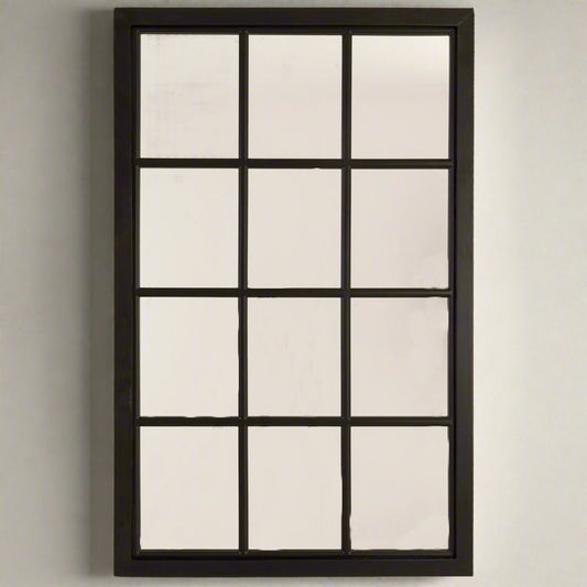 Black Wooden Window Mirror