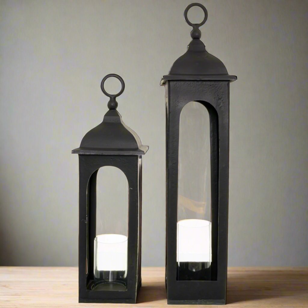 Farrah Collection Black Cast Tall Loop Top Lantern