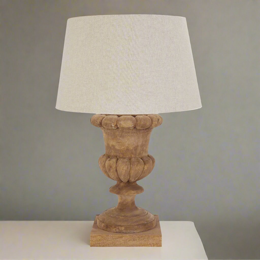 Delaney Natural Wash Fluted Lamp With Linen Shade