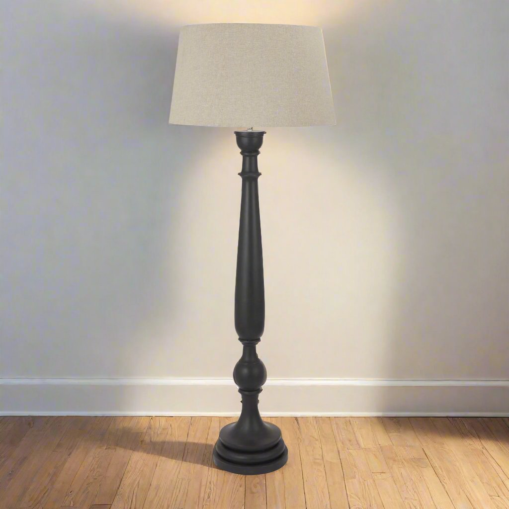 Delaney Grey Droplet Floor Lamp With Linen Shade