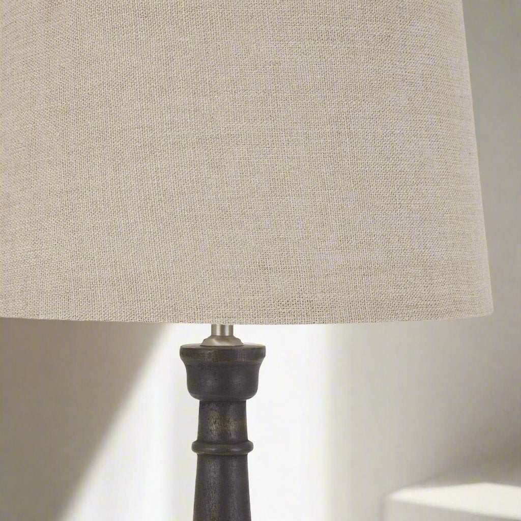 Delaney Grey Bead Candlestick Lamp With Linen Shade