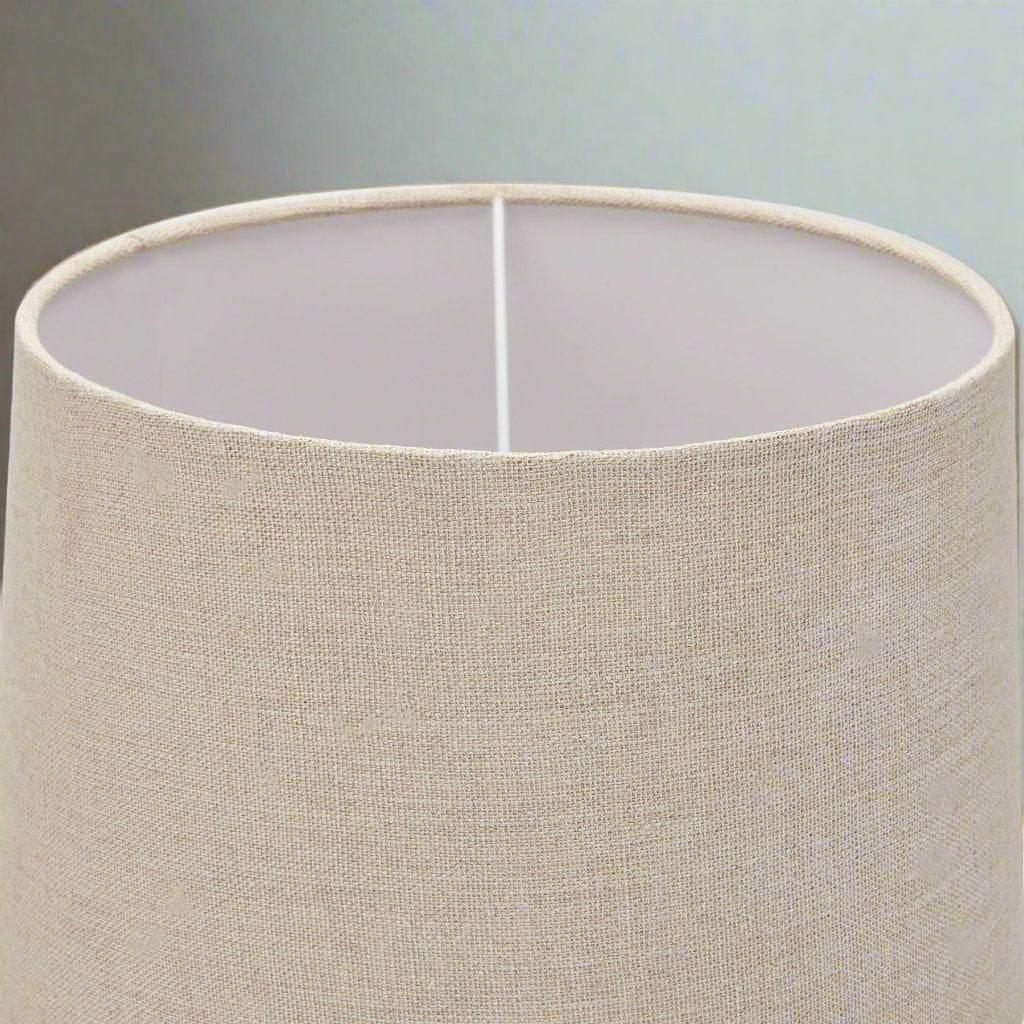 Delaney Grey Bead Candlestick Lamp With Linen Shade