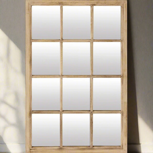 Washed Wood Window Mirror