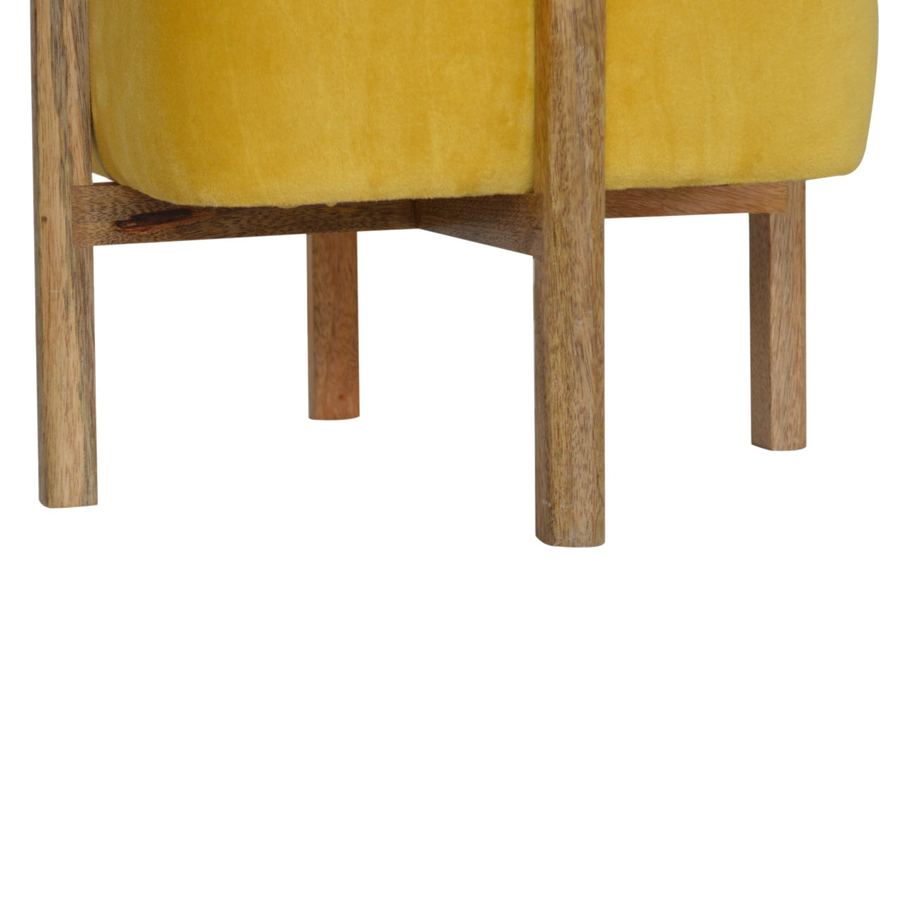 Mustard Velvet Solid Footstool