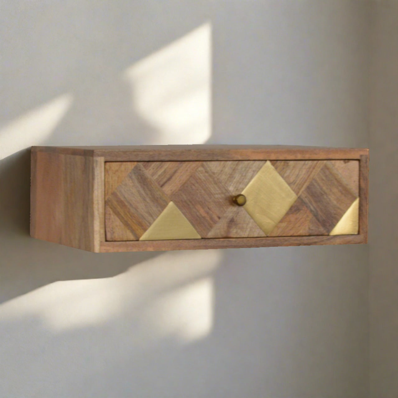 Brass Inlay Floating Bedside