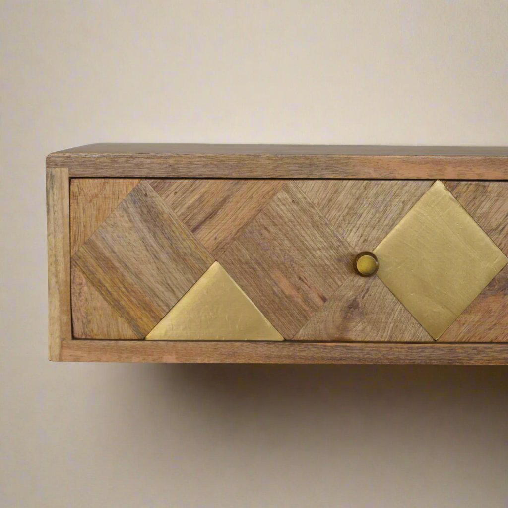 Brass Inlay Floating Bedside