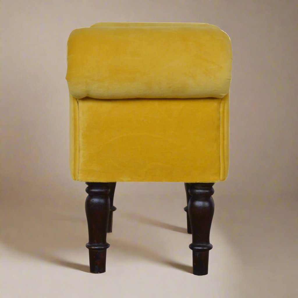 Mini Mustard Velvet Bench – Stylish Accent Piece for Hallway, Bedroom, or Living Area