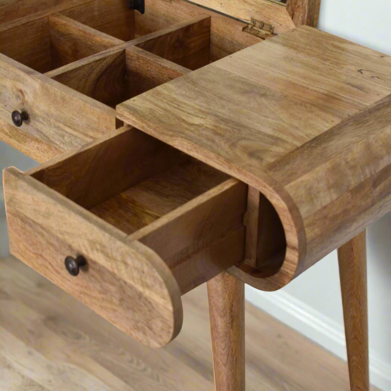 Dressing table with storage compartments