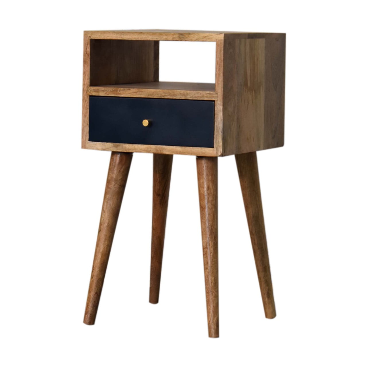 Mini Navy Blue Hand Painted Bedside table with 1 Drawer