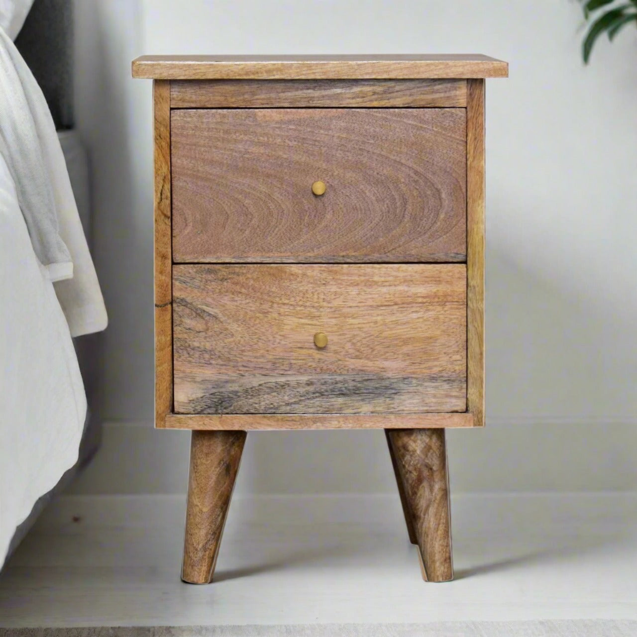 Elegant oak finish nightstand