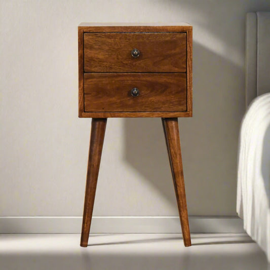 Mini Chestnut Bedside with 2 Drawers