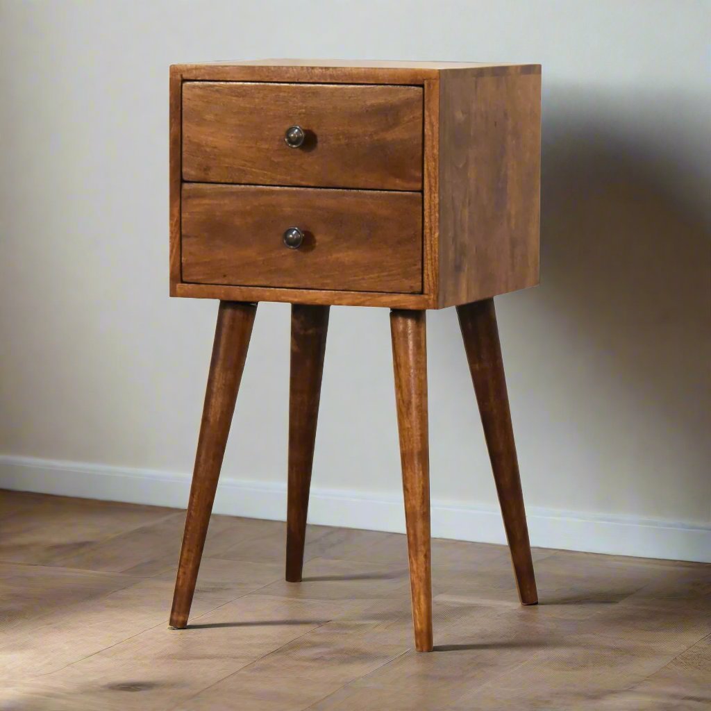 Mini Chestnut Bedside with 2 Drawers