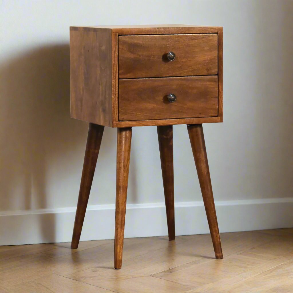 Mini Chestnut Bedside with 2 Drawers