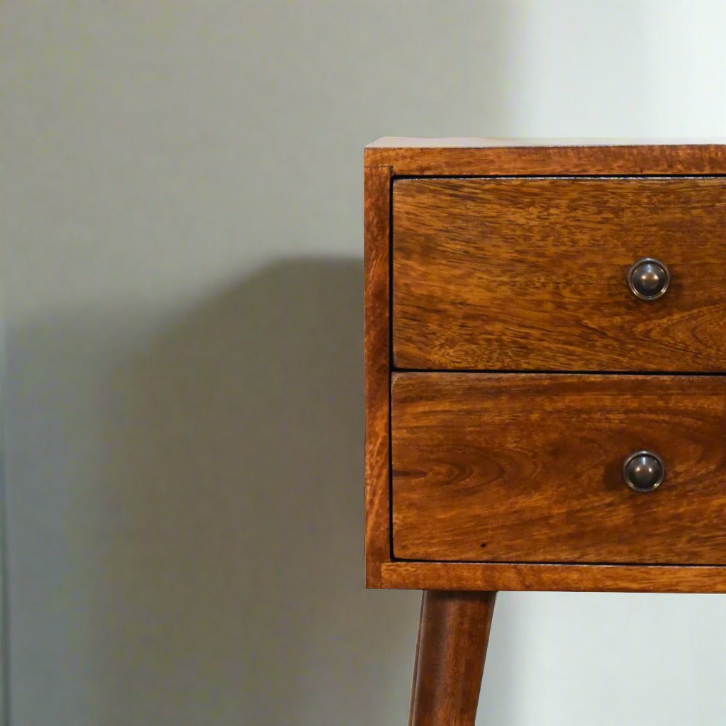 Mini Chestnut Bedside with 2 Drawers