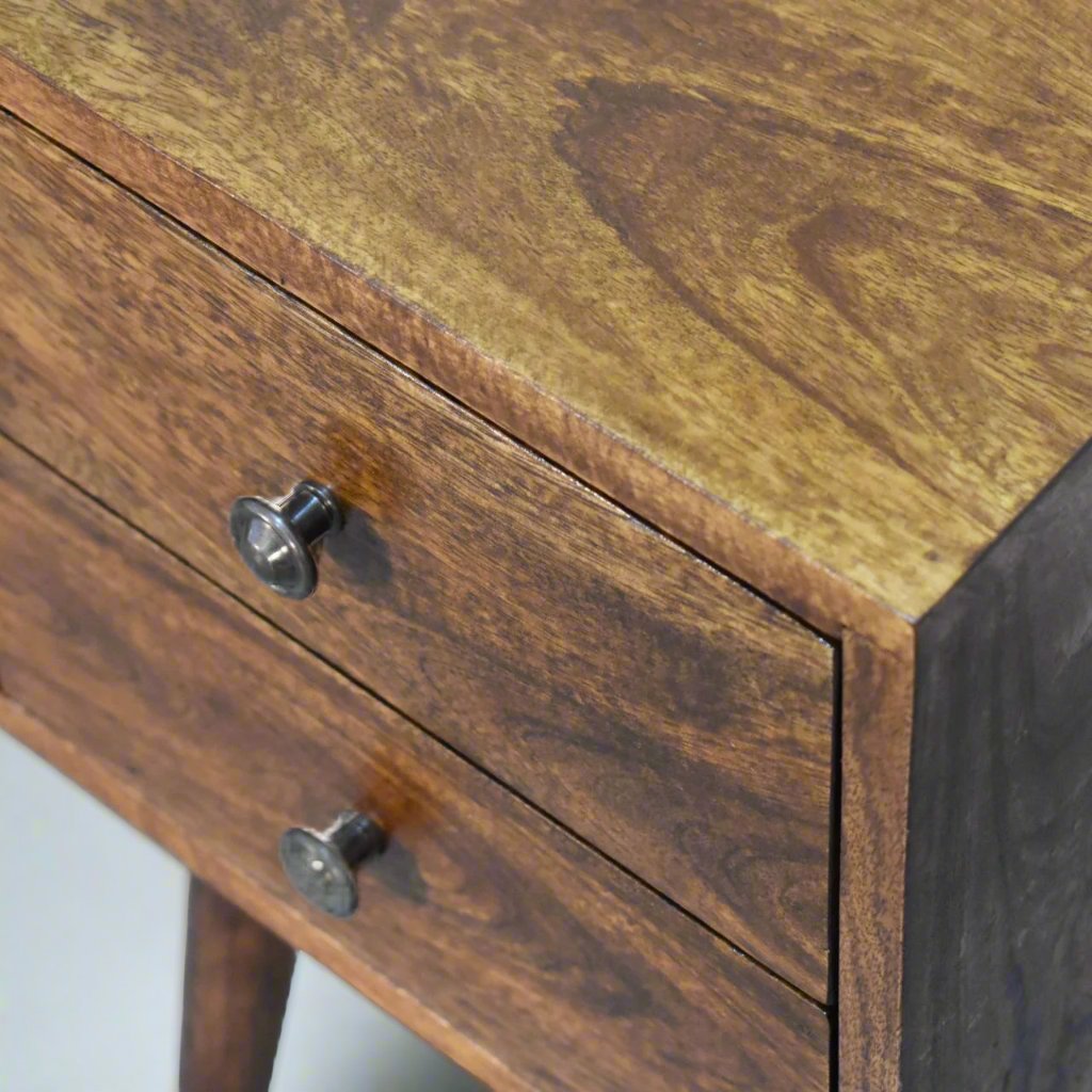 Mini Chestnut Bedside with 2 Drawers