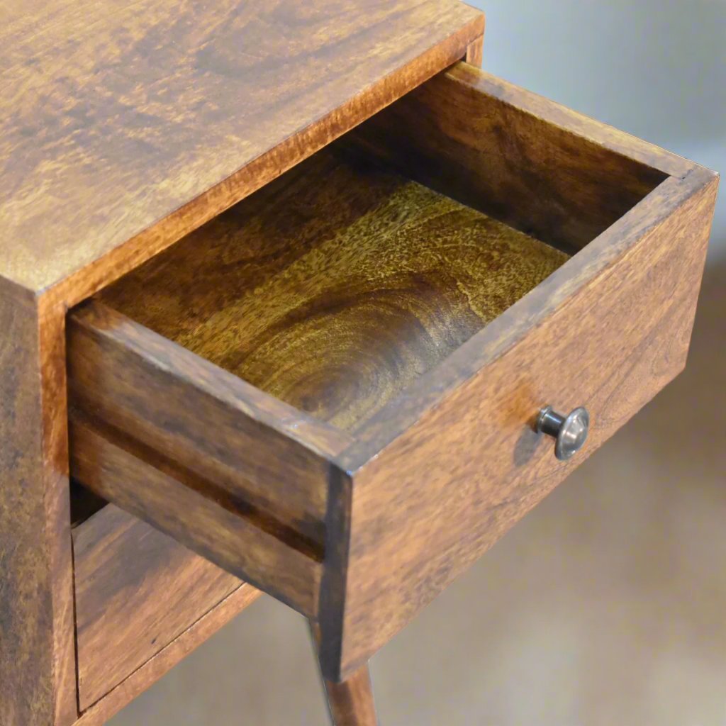 Mini Chestnut Bedside with 2 Drawers