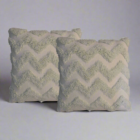 Sage Green Zig-zag Cushion Set of 2