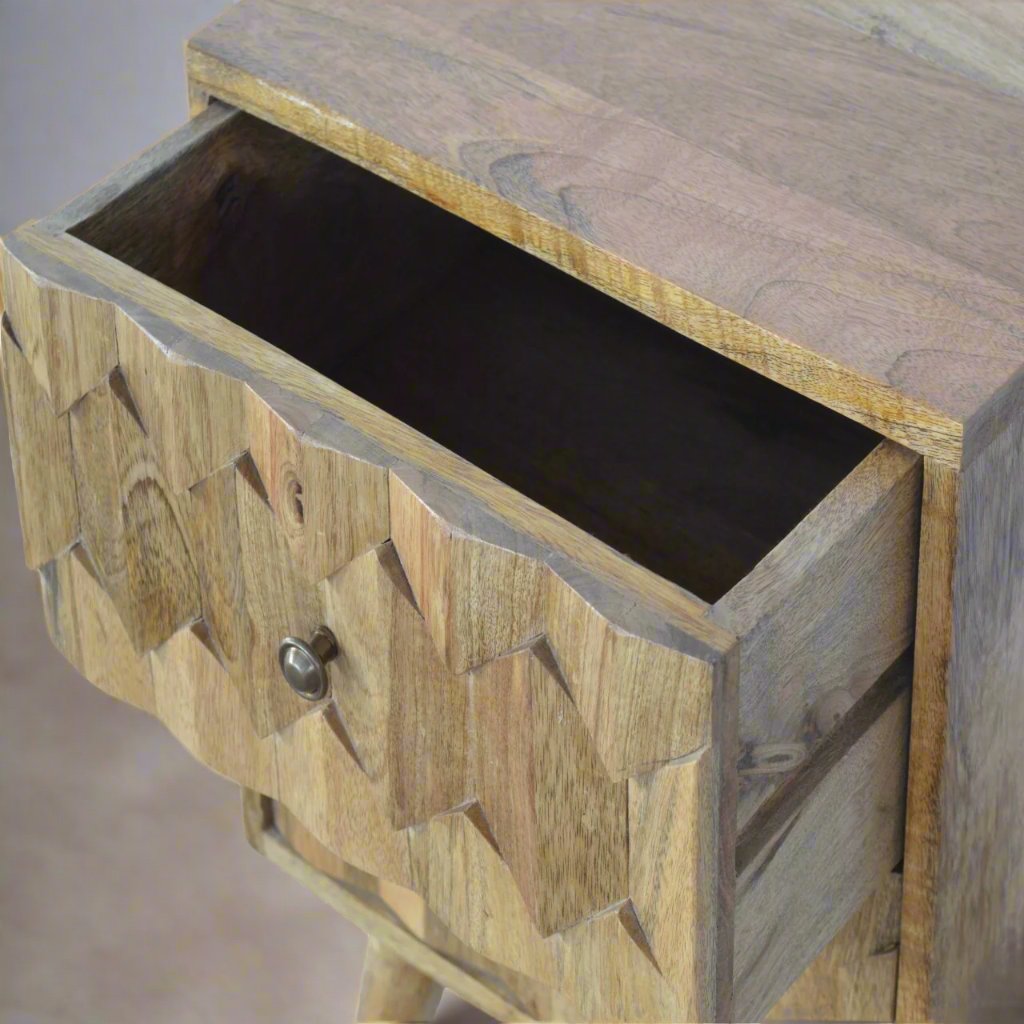 Pineapple Carve Bedside with 2 Drawers