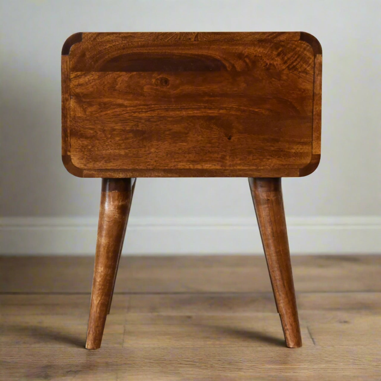 Chestnut Curved Bedside with 2 Drawers