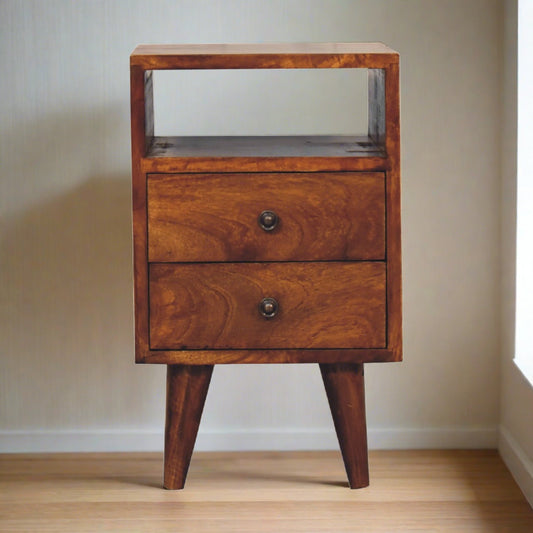 Mini Classic Chestnut Bedside with 2 Drawers