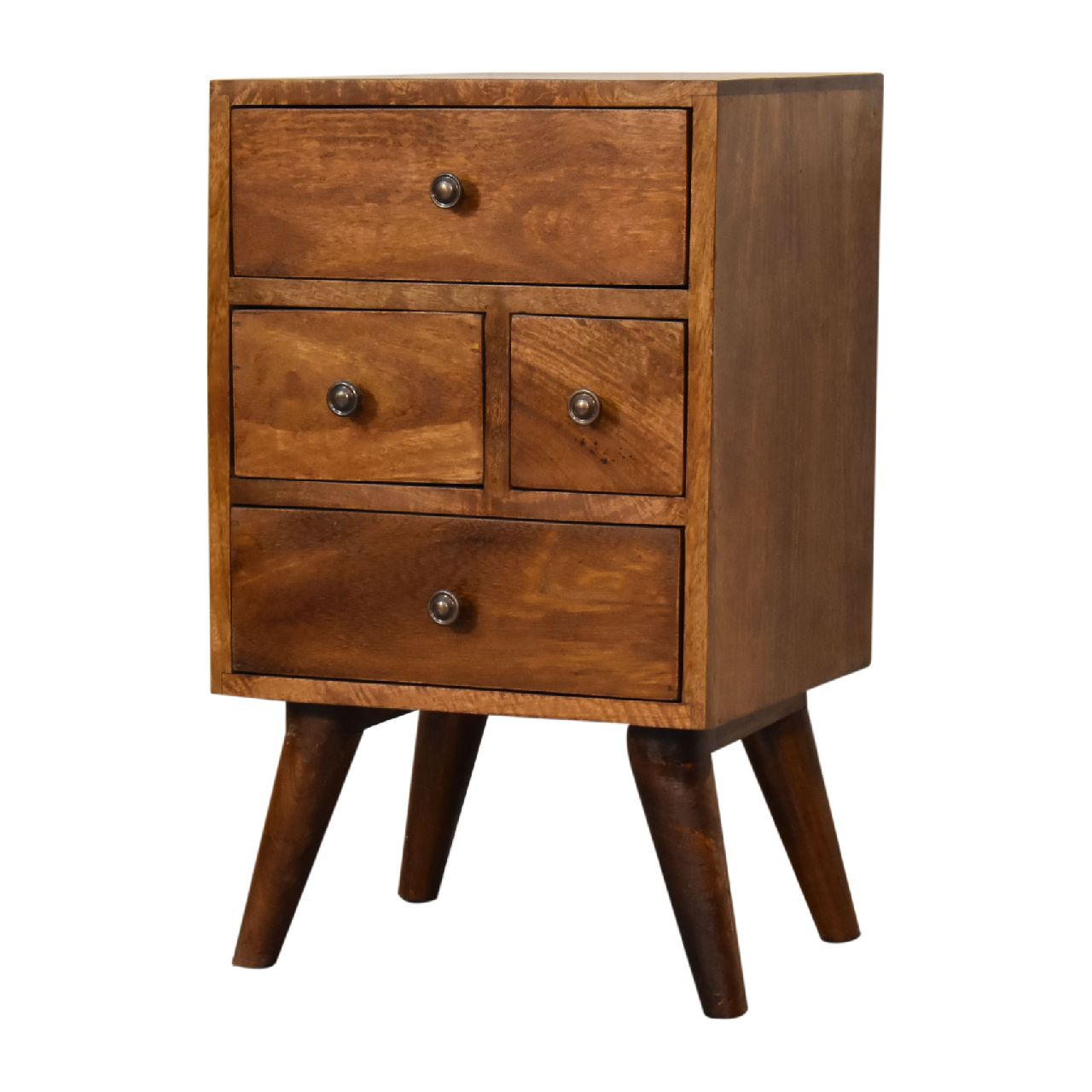 Multi Chestnut Bedside with 4 Drawers