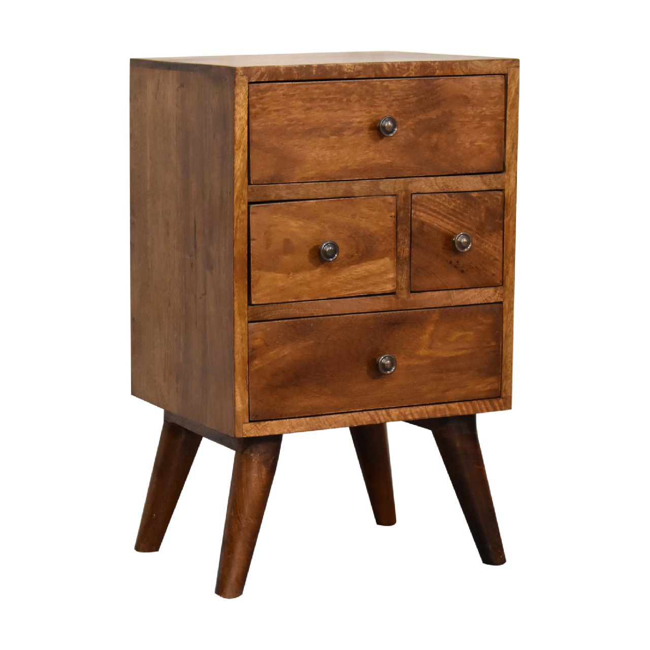 Multi Chestnut Bedside with 4 Drawers