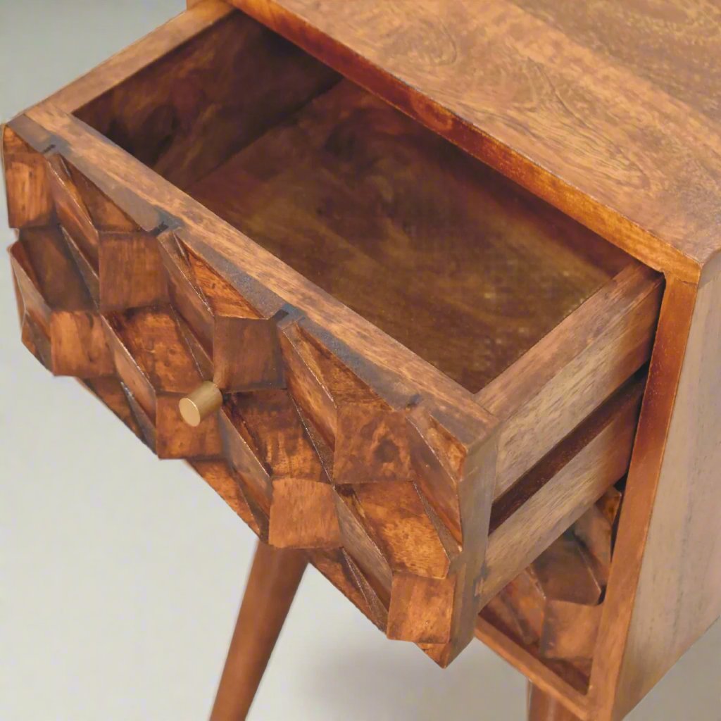 Mini Chestnut Cube 2 Drawer Bedside