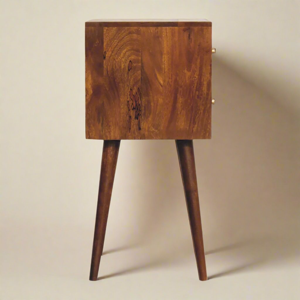 Mini Chestnut Cube 2 Drawer Bedside