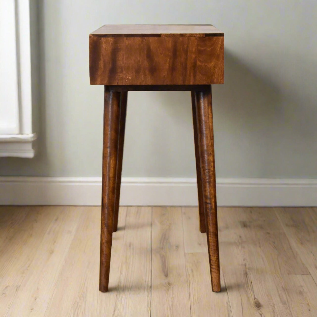 Dressing table with foldable mirror