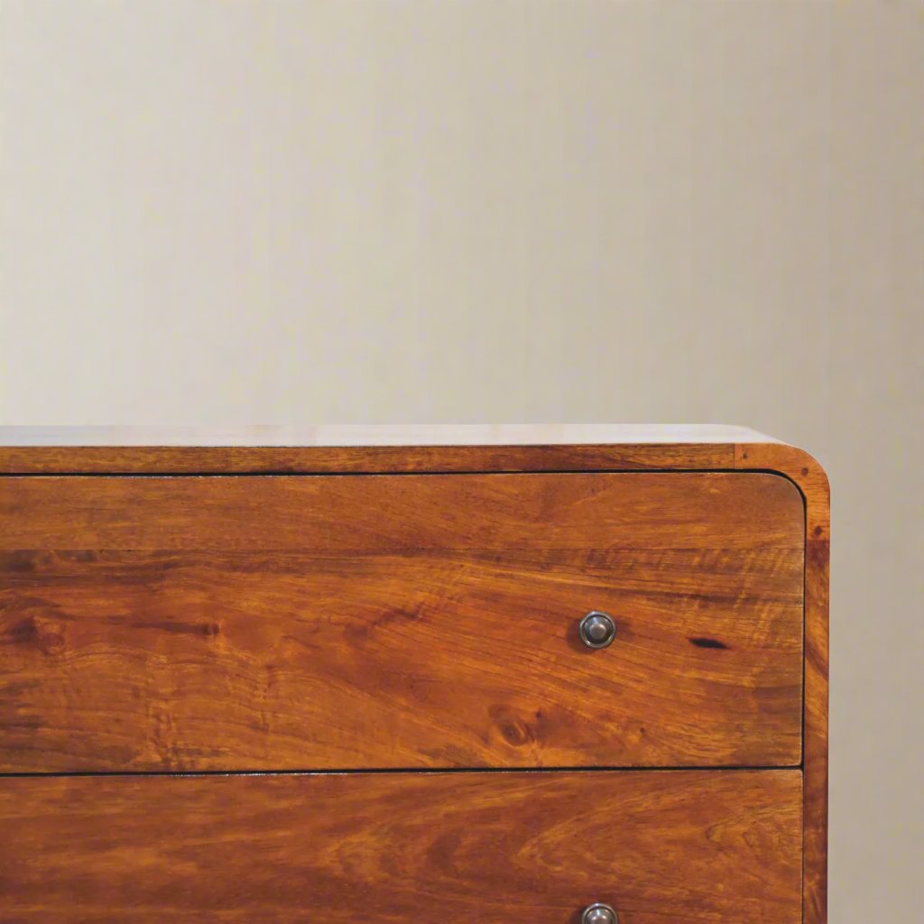 2 Drawer Curved Chestnut Chest of Drawers