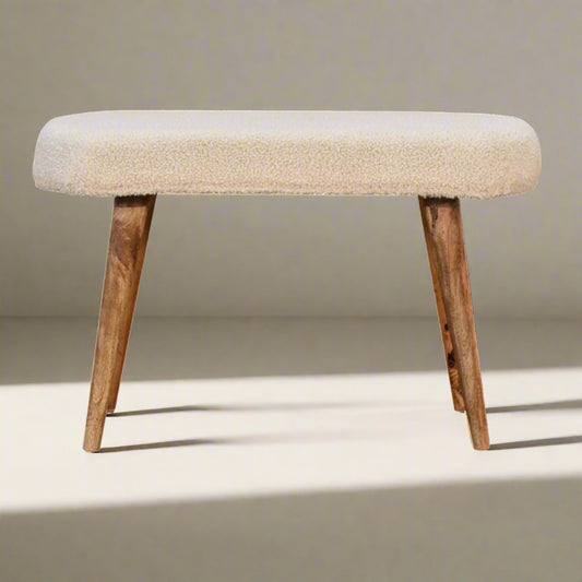 Cream Boucle Nordic Bench