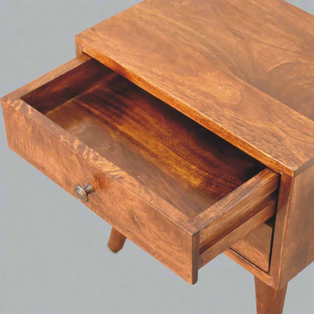 Mini Chestnut Modern Bedside with 2 Drawers