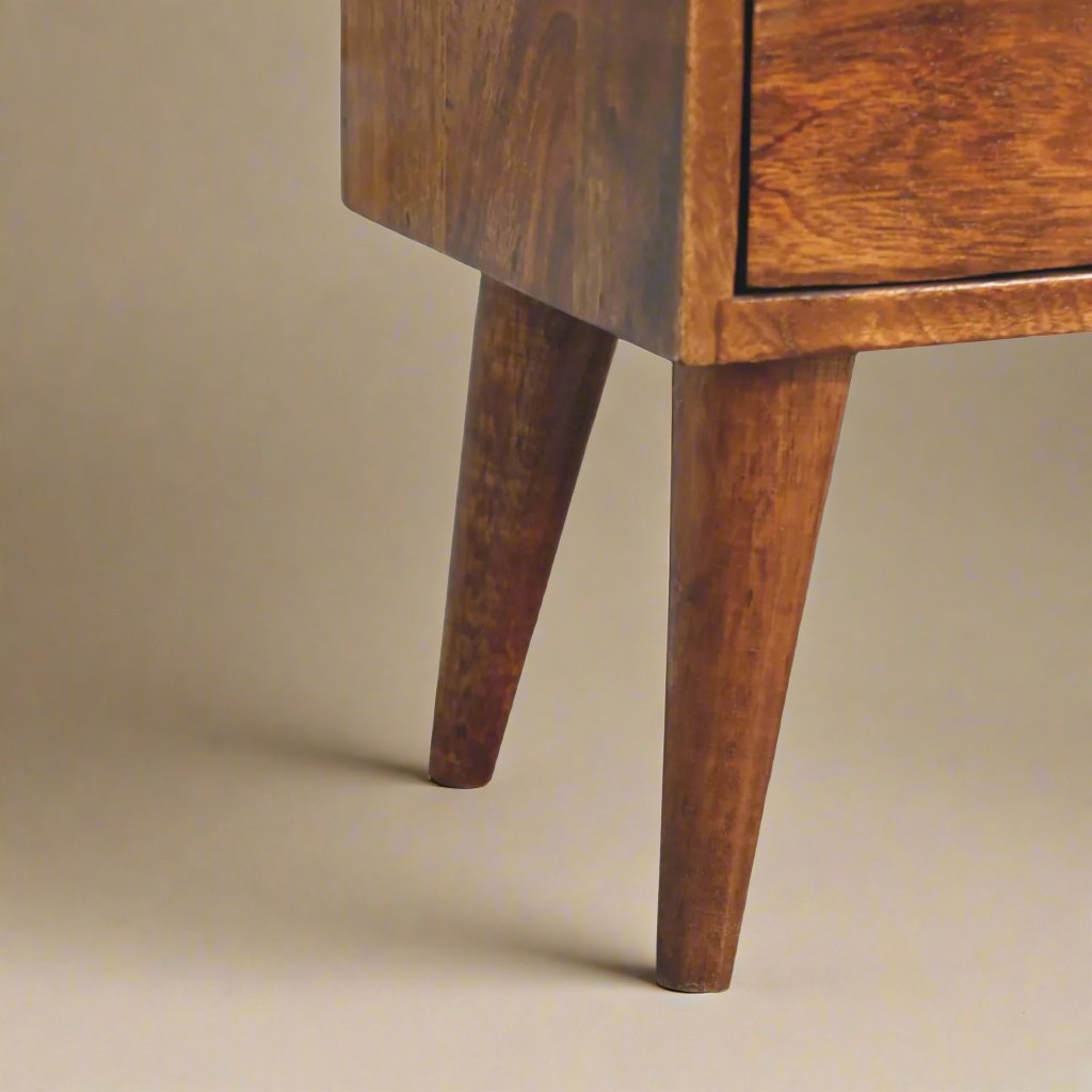 Mini Chestnut Modern Bedside with 2 Drawers