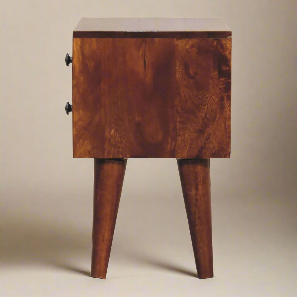 Mini Chestnut Modern Bedside with 2 Drawers