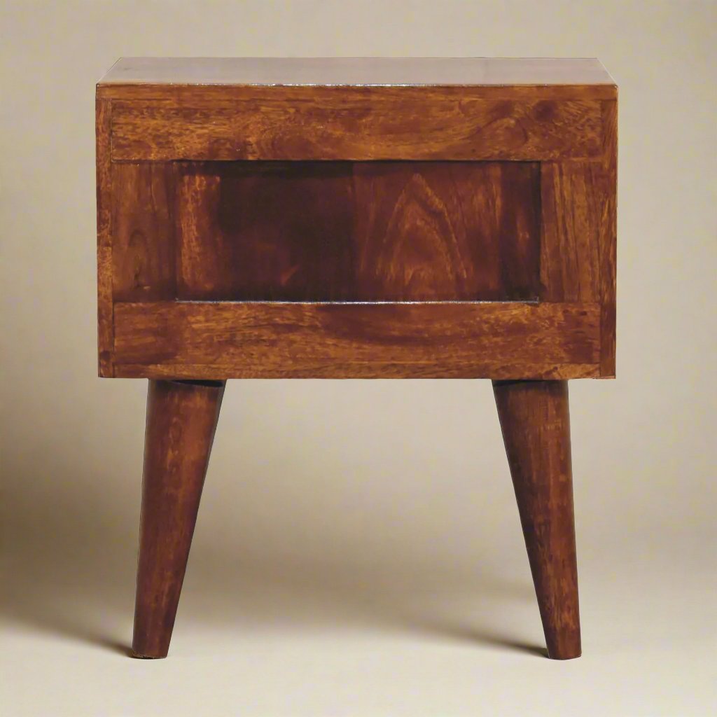 Mini Chestnut Modern Bedside with 2 Drawers