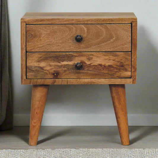 Mini Oak Modern Bedside with 2 Drawers