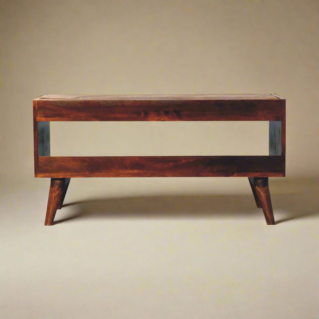 Chestnut Bench with Brown Leather Seatpad